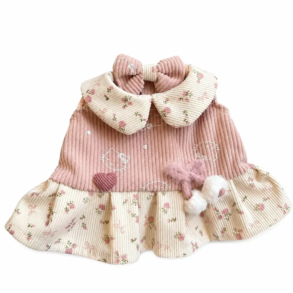 Bashful Bunny cute clothes outfits - Pink Rose Floral Dress with Bow[FX-44-10IN]